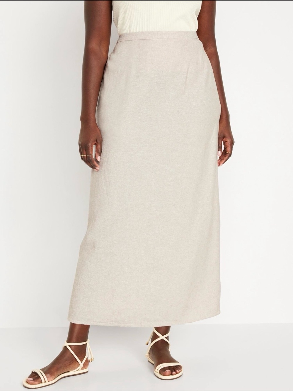 Old Navy Linen Blend Maxi Skirt Natural Linen Medium NWT
